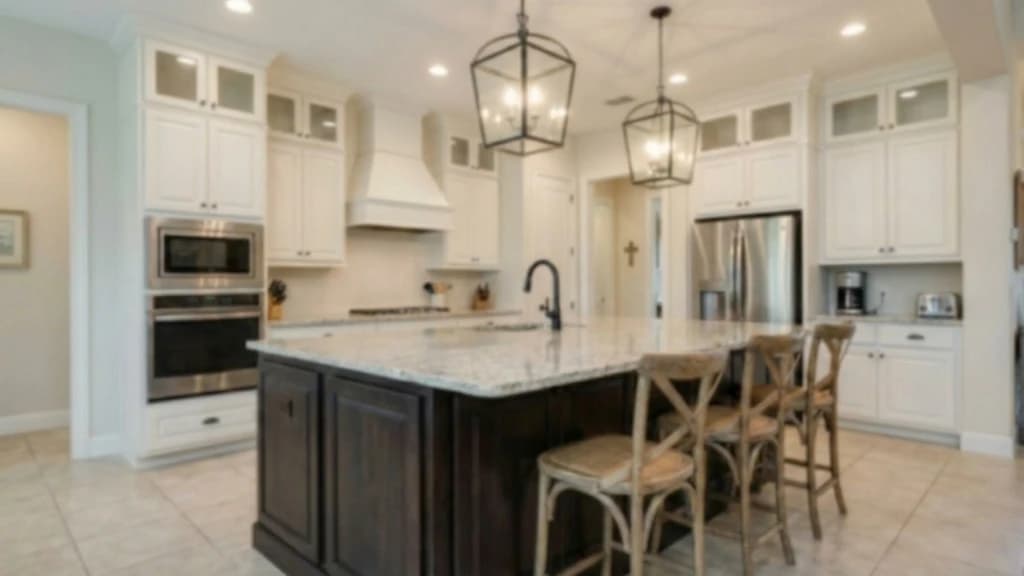 Before-and-after comparison of a kitchen enhanced with Styldod's AI sharpening tool for clearer edges and sharper details.