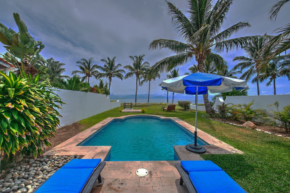 Pool area before photo editing